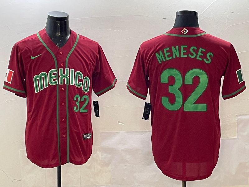 Men 2025 World Cub Mexico #32 Meneses Red Nike MLB Jersey style 1